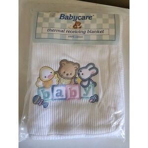 Babycare Thermal Knit Receiving Blanket Waffle Weave Baby 100% Cotton Duck Bear